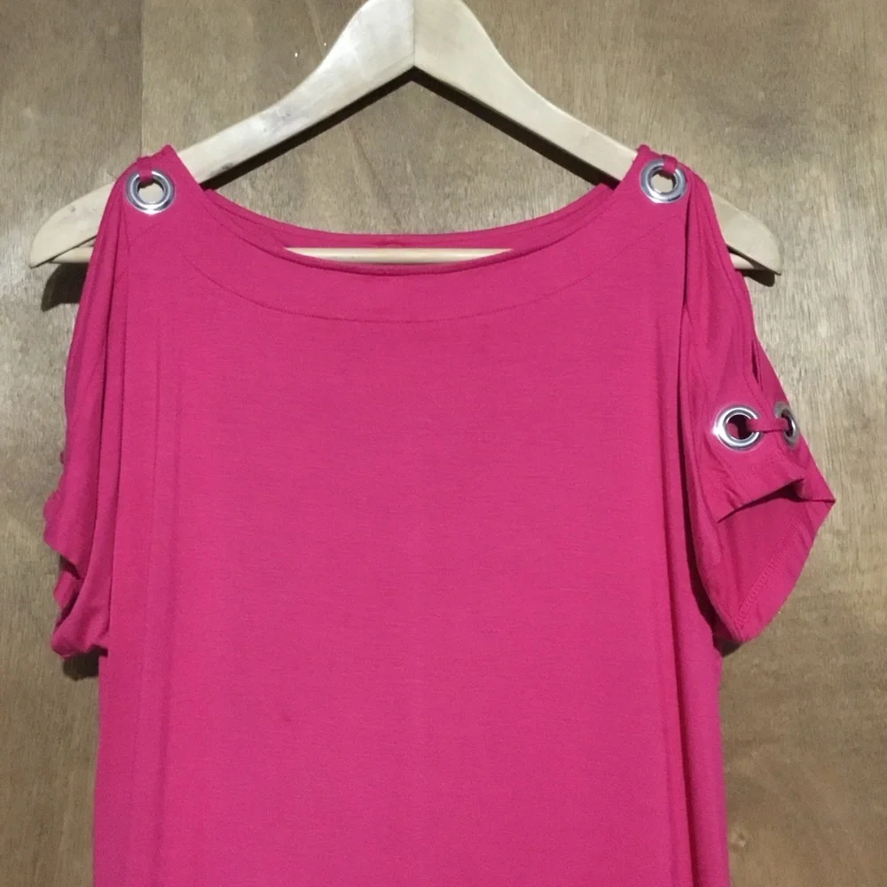 Pink Cold Shoulder Top - Picture 1 of 6